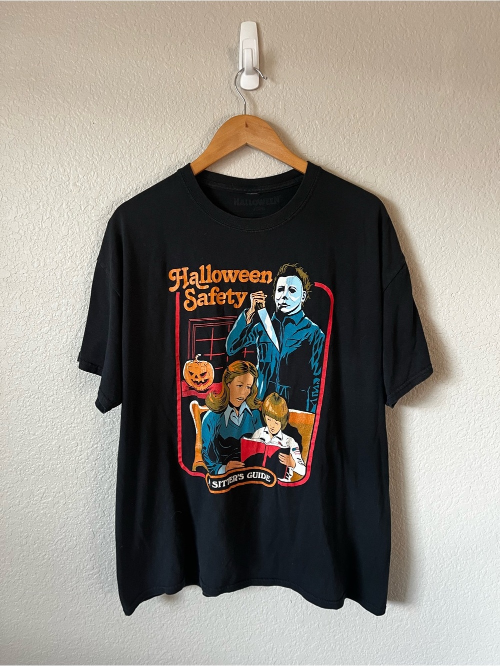 Halloween Michael Myers “A Sitter’s Guide” Horror Graphic T-Shirt Black Mike XL